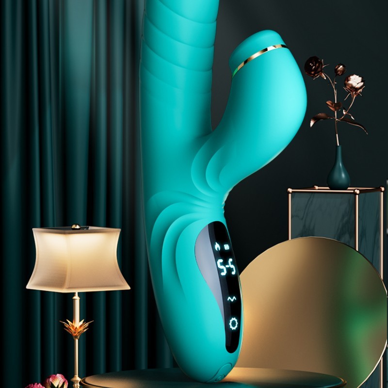 Värmande & Teleskopisk Vibrator – Med Lickfunktion & 18 Lägen (Råsa/Grön)
