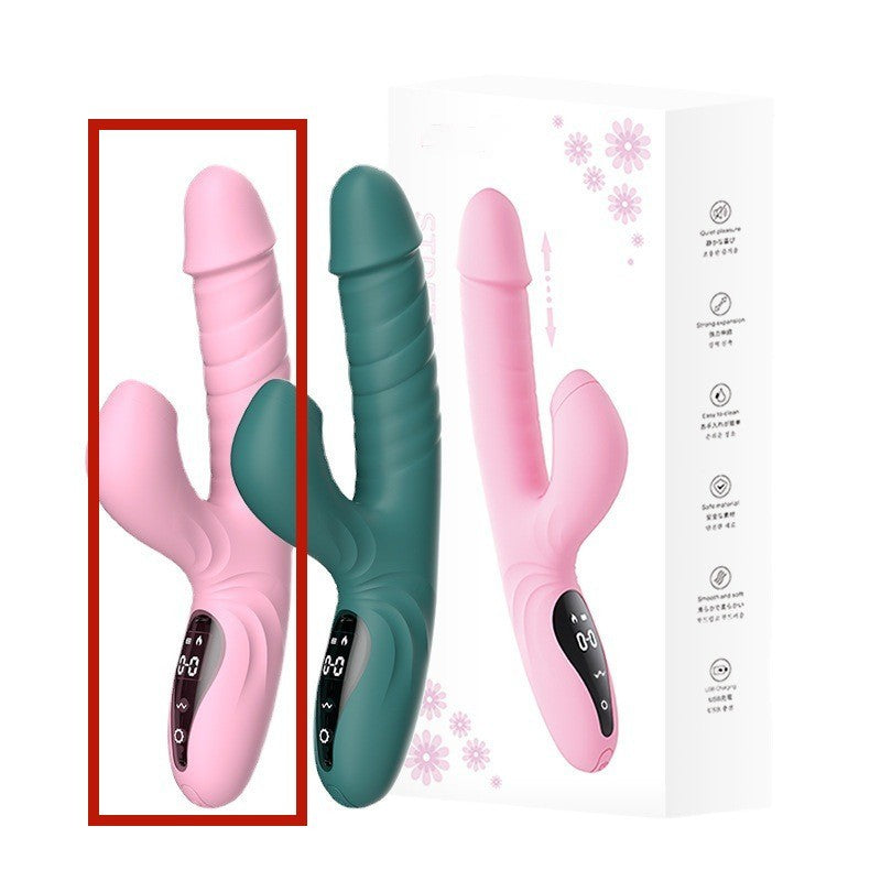 Värmande & Teleskopisk Vibrator – Med Lickfunktion & 18 Lägen (Råsa/Grön)