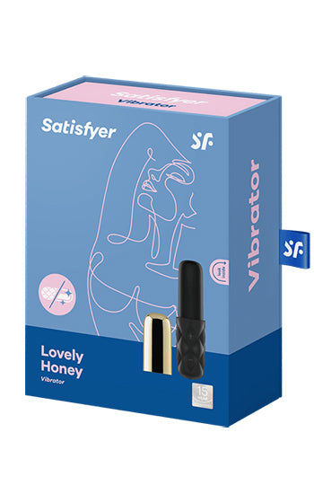 Satisfyer Mini Lovely Honey klitorisvibrator i svart silikon med gulddetaljer – lyxig och kompakt vibrator för kraftfull stimulans