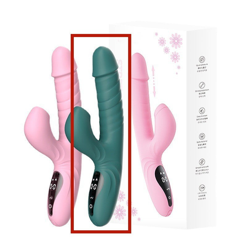 Värmande & Teleskopisk Vibrator – Med Lickfunktion & 18 Lägen (Råsa/Grön)
