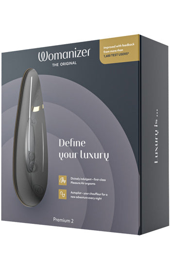 Womanizer Premium 2, Svart – Lyxig klitorisstimulator med autopilot och avancerad Pleasure Air-teknologi.