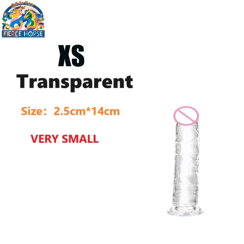 Realistisk transparent dildo med stark sugpropp – Lätt att rengöra, för kvinnor och g-punktstimulering
