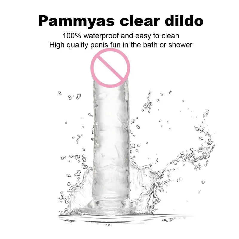 Realistisk transparent dildo med stark sugpropp – Lätt att rengöra, för kvinnor och g-punktstimulering