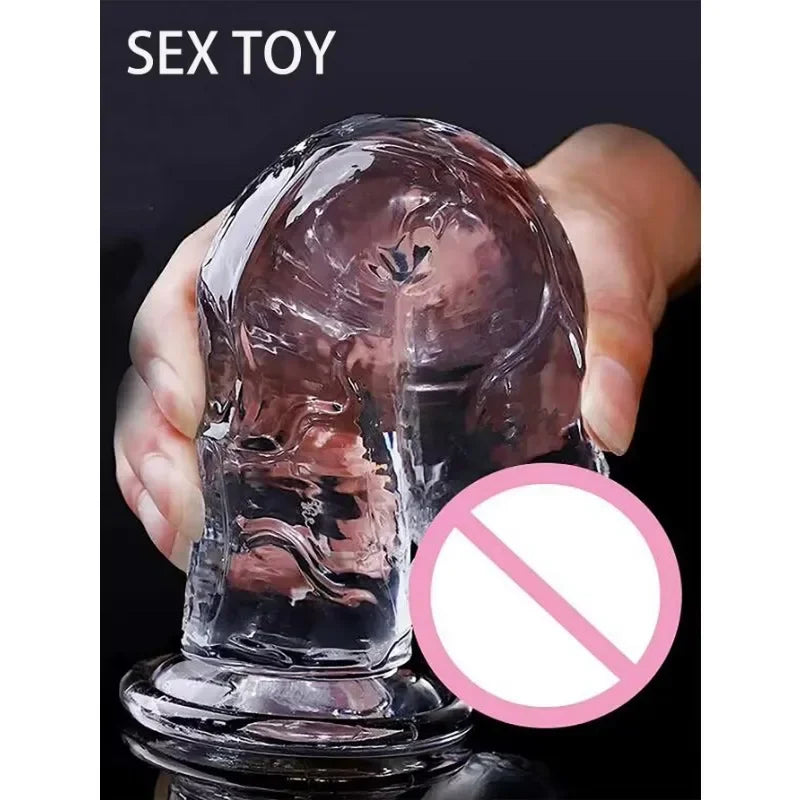 Realistisk transparent dildo med stark sugpropp – Lätt att rengöra, för kvinnor och g-punktstimulering