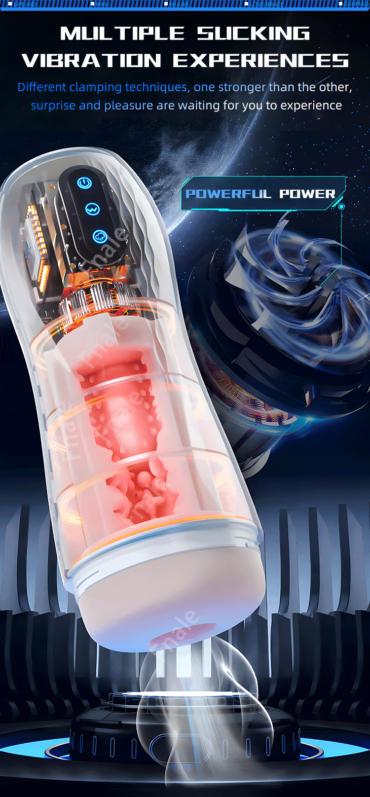 LOVE BRACE™ Allt-i-ett Masturbator för Män - 10 Vibrationslägen & 5 Sugfunktioner med Värme