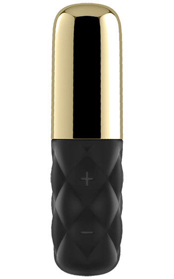 Satisfyer Mini Lovely Honey klitorisvibrator i svart silikon med gulddetaljer – lyxig och kompakt vibrator för kraftfull stimulans