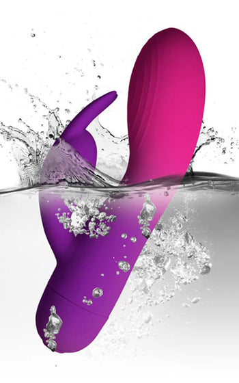 Glo-Girl Rabbitstav i mjukt silikon med dubbla vibratorer för klitoris- och vaginalstimulans