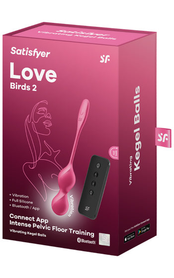 Satisfyer Love Birds 2 vibrerande knipkulor i silikon med tyst och fjärrstyrd vibrator – för intim träning och diskret njutning
