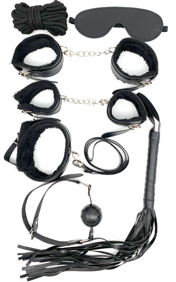 Bondage Kit Black – prisvärt bondagekit med sju delar i svart för nybörjare och erfarna