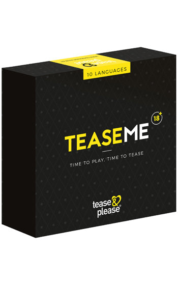 Sexspel för par med kort och uppgifter, Tease Me Game, liggande på ett bord med romantisk och lekfull känsla