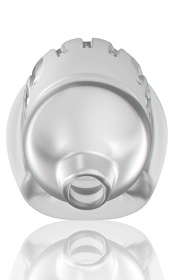 Töjbar penisbur i mjukt TPE med öppning framtill, flexibel och bekväm för chastity-lek.