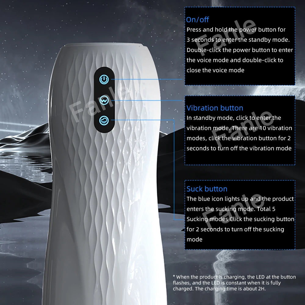 LOVE BRACE™ Allt-i-ett Masturbator för Män - 10 Vibrationslägen & 5 Sugfunktioner med Värme