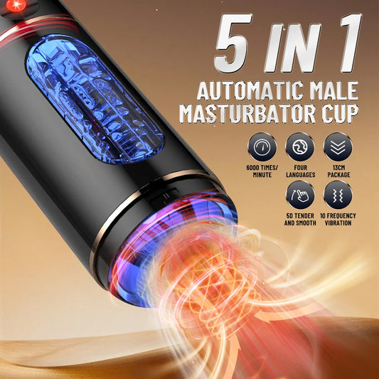 Premium Automatisk Masturbator med Röststyrning & Vibrationslägen för Män